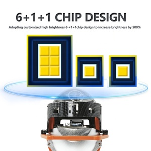 Idison T6SW 3สีโคมไฟ3ถ้วย LED ไฟหน้าเลนส์โปรเจคเตอร์12V CSP ไฟหน้า LED อัปเกรด3.0S เลนส์โปรเจคเตอร์แบบ biled สำหรับ Audi - Product Image 6