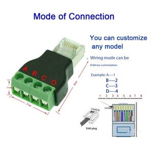 Ventas de fábrica Ethernet RJ45 8P8C Enchufe macho a convertidor de adaptador de terminal de tornillo de 4 pines RJ45 a 485 Terminal-Accesorios de conector - Product Image 3