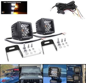 3 Zoll Square <span class=keywords><strong>Flash</strong></span> Flush Blinkende Wiederherstellung Marker LED Dekoration Licht LED Ditch Pods Licht mit Schalter Kabelbaum Speicher