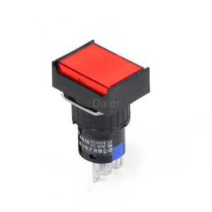 16MM di diametro interruttore a pulsante in plastica rettangolare con LED 1NO 1NC interruttore a pulsante 3A 250V - Product Image 4