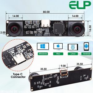 ELP 1080P 60fps çift Lens senkronizasyon Stereo USB kamera modülü 4MP 3840x1080 dürbün kamera için biyometrik tanımlama - Product Image 5