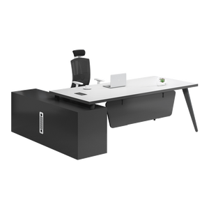 Luxury <strong>Simple</strong> Modern boss <strong>Computer</strong> <strong>Desk</strong> Executive Black Unique Design Manager <strong>Desk</strong> with Cabinet - Product Image 3
