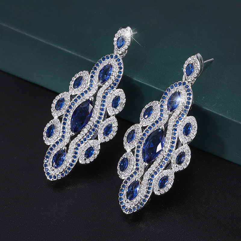 Boucles d'oreilles puces en verre bleu