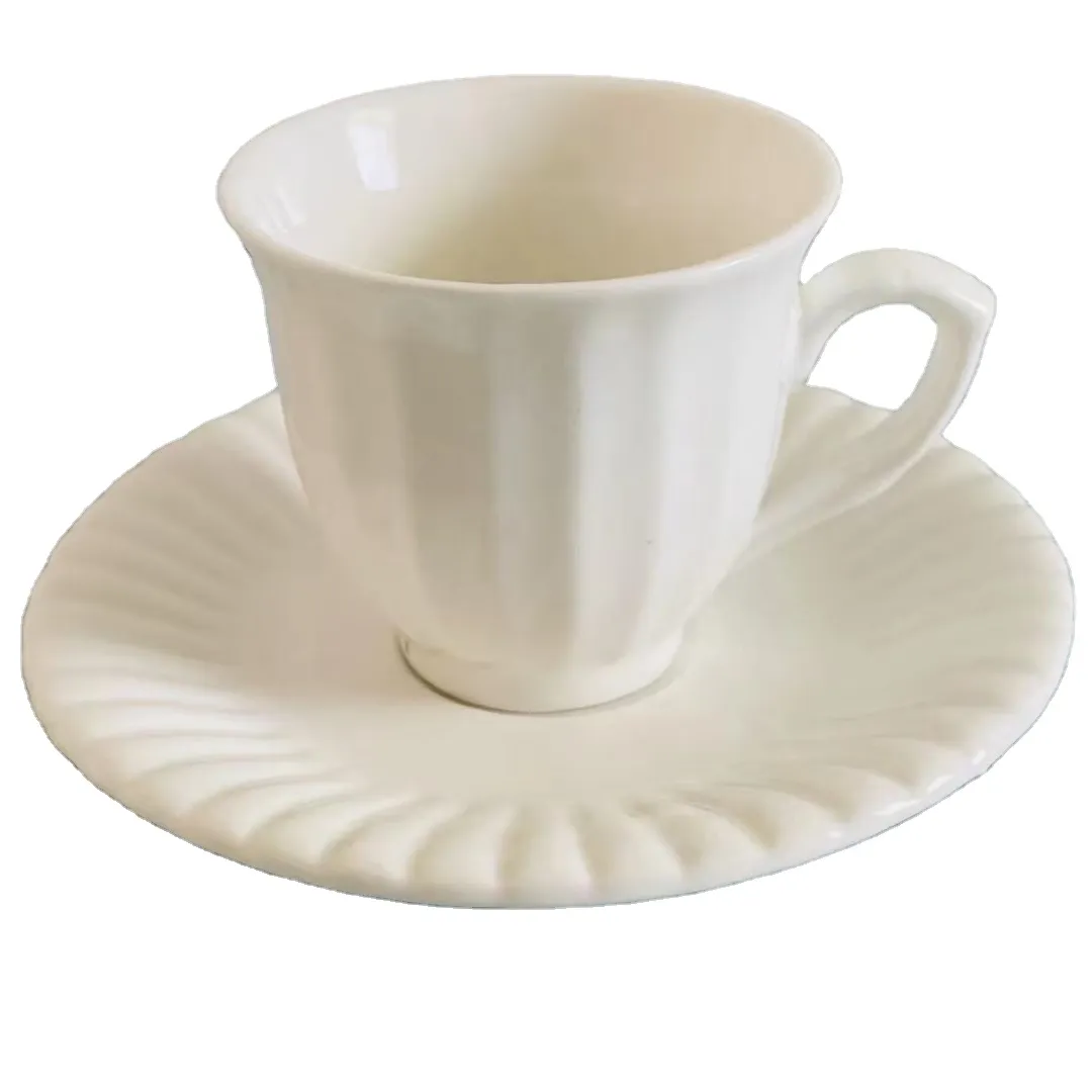 Cafe espresso white porcelain coffee cup and saucer, tea set ceramic coffee cup
