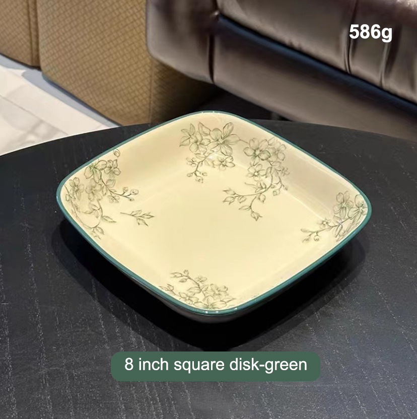 Plato cuadrado de 8 pulgadas verde