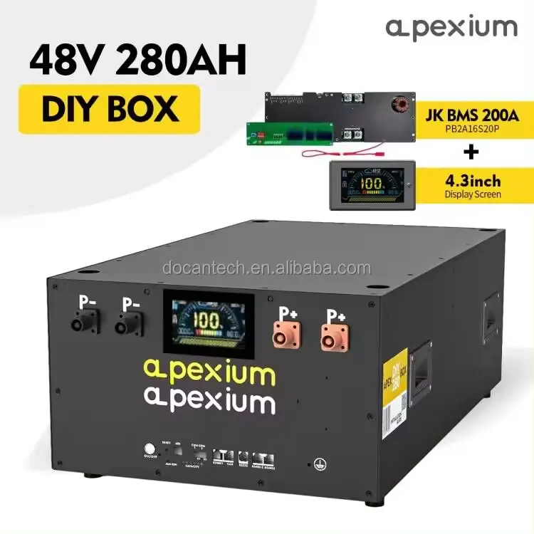 JK inversor BMS DIY caixa kit 16S 280Ah 300Ah 48V Lifepo4 bateria caixa de células Apexium PRO Offgrid sistema de energia de armazenamento de energia solar