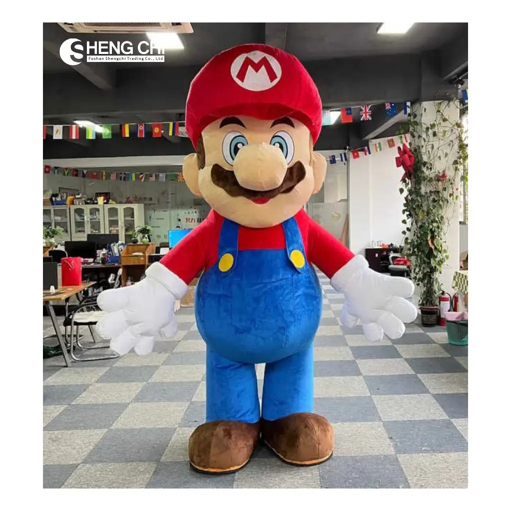 Shengchi MOQ 1 pieza personaje de dibujos animados inflable Super Mario mascota disfraz para la venta Super Mario disfraces para evento de vacaciones