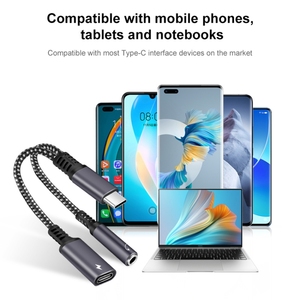 High Quality <strong>2</strong> in <strong>1</strong> USB-C / Type-C Male to PD 60W USB-C / Type-C Charging + 3.5mm <strong>Audio</strong> Female Earphone <strong>Adapter</strong> - Product Image 4