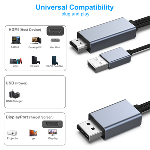 Cable HDMI a DisplayPort personalizado, fuente HDMI de 1,8 metros a Monitor DisplayPort Compatible con PC tarjeta gráfica portátil PS5 - Product Image 2