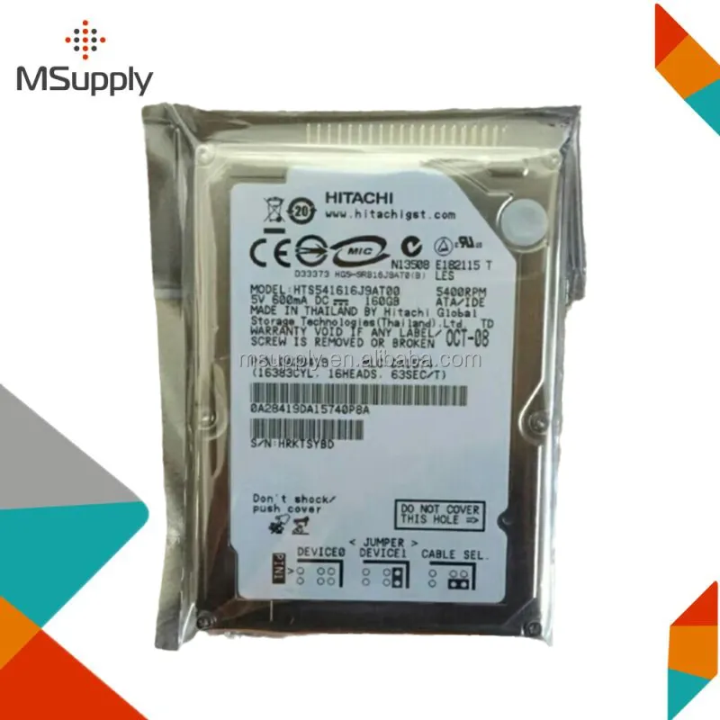 HTS541616J9AT00 160GB 5400 RPM 8MB Cache IDE Ultra ATA100 / ATA-6 2.5" Notebook Hard Drive