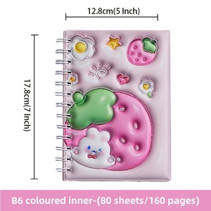 B6 Spiral Soft Cover Fruits and Rabbit <strong>Notebook</strong> with Colored Loose-leaf Paper Student Horizontal Line <strong>Exercise</strong> Book 80 Sheets - Product Image 5