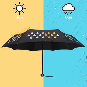 时尚设计七彩雨滴印花变色伞