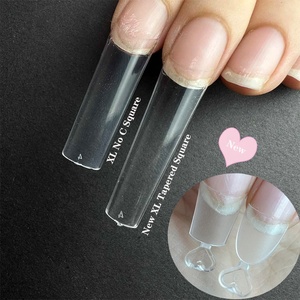 XXXL XXL ไม่มี C เคล็ดลับเล็บโค้งโลงศพเติมขนาด 4 5 6 7 ตรงเรียว Stiletto ใสครึ่งฝาครอบ XL เคล็ดลับเล็บสแควร์เติม - Product Image 5