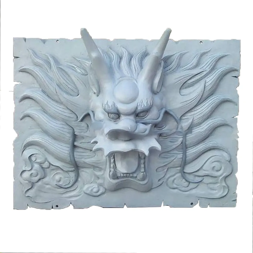 Decorativo cinese resina di pietra di marmo testa di drago scultura a parete