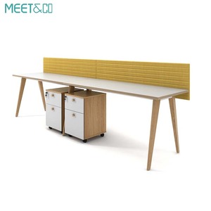 Muebles de oficina modernos Tablero de partículas Computadora de escritorio Escritorio de oficina para 4 personas para estación de trabajo de 4 plazas
