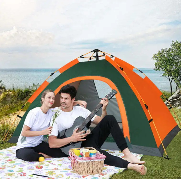 맞춤형 캠핑 170t 폴리에스터 울트라 라이트 완전 3-4 인용 야외 돔 캠핑 텐트 팝업 텐트 자동 캠핑 돔 텐트