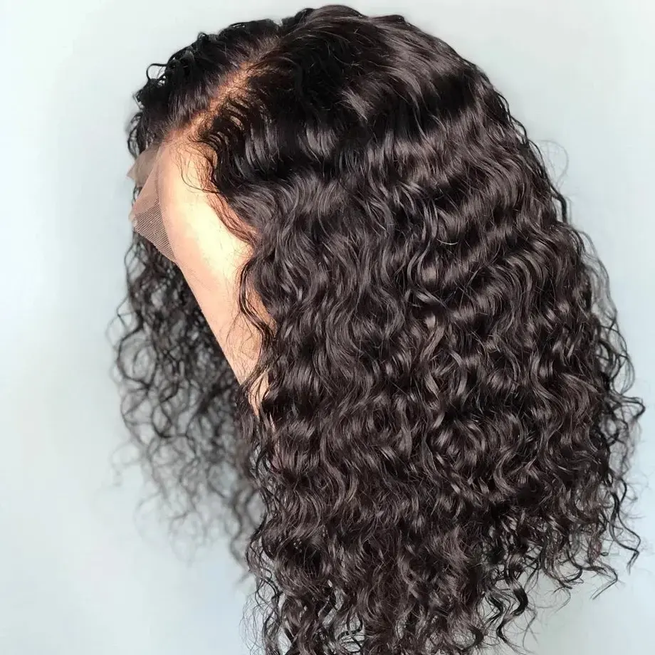 Peruca curta encaracolada frontal, peruca cabelo humano solto profundo frontal ondulado brasileiro tecelas e perucas para mulheres negras