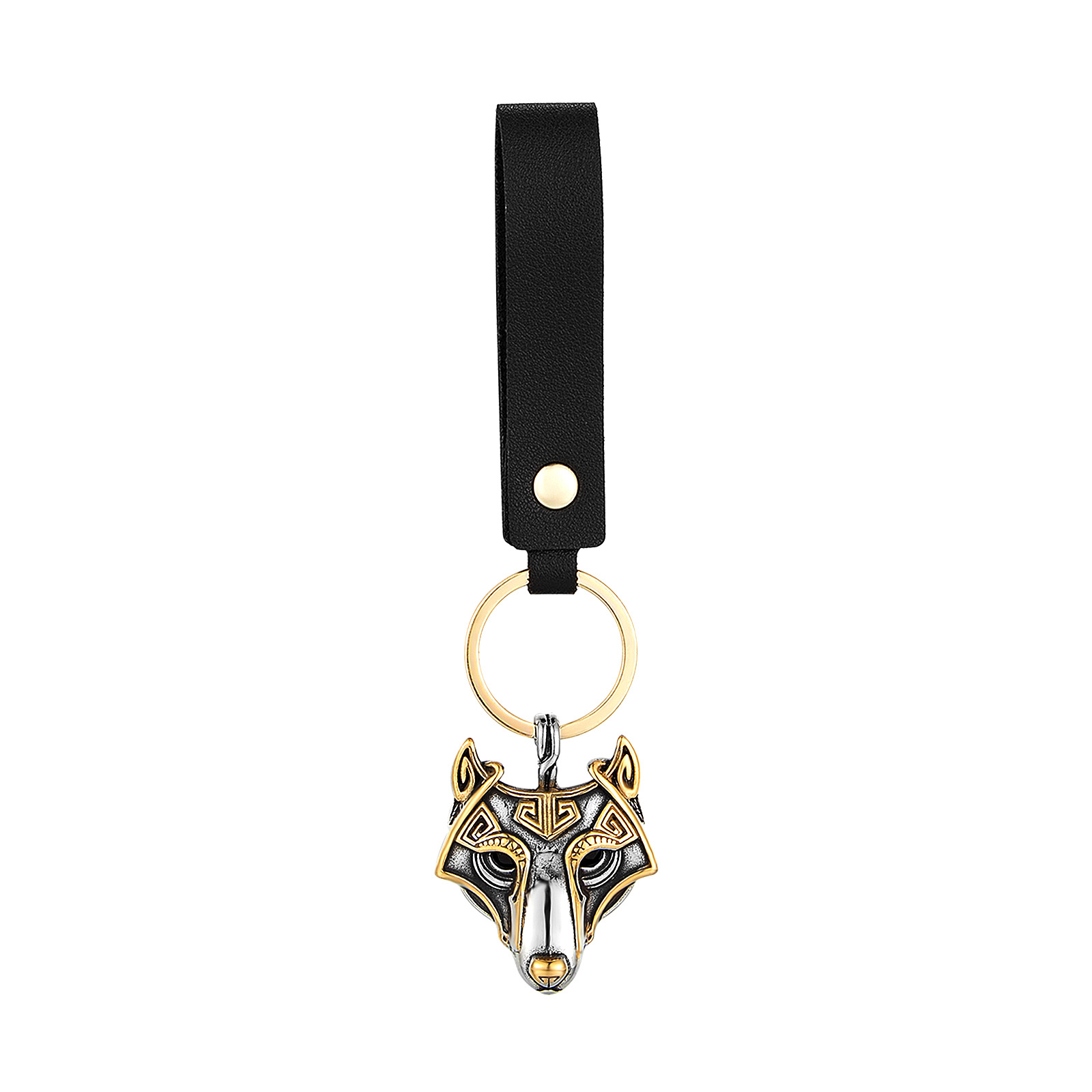Pendentif bicolore avec cordon en cuir