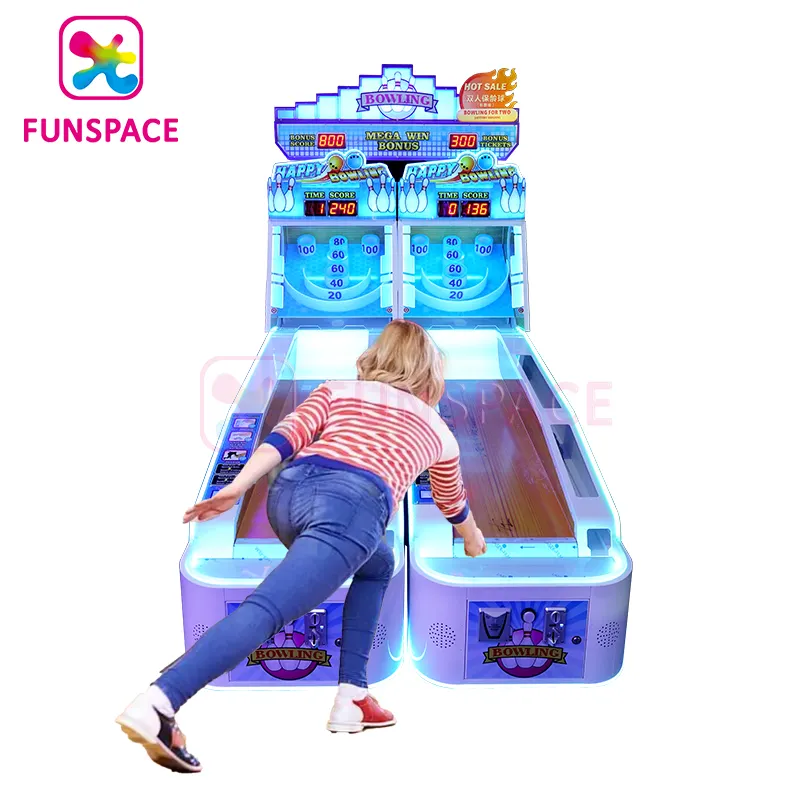 Funspace 2 giocatori Arcade giochi a gettoni lotteria Happy Rolling Ball Bowling Machine