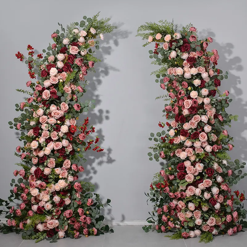 Artificial Flowers For Decoration Arch White Fabric Artificial Flower Wall Arch Wedding Full Flower Door Artificial Arch