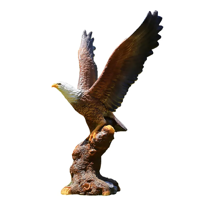 Escultura de animal em fibra de vidro gigante para decoração de jardim ao ar livre, estátua de simulação em tamanho real, águia careca grande