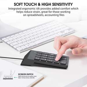 Mini teclado numérico de 18 teclas, teclado numérico USB, teclado numérico portátil con una mano