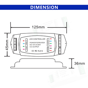 ใหม่โคมไฟ RGB ลูกปัด DC 12-48V 700mA 350mA นำแรงดันไฟฟ้าต่ำกระแสคงที่เครื่องขยายสัญญาณ repeater 3ช่องสัญญาณ PWM - Product Image 4