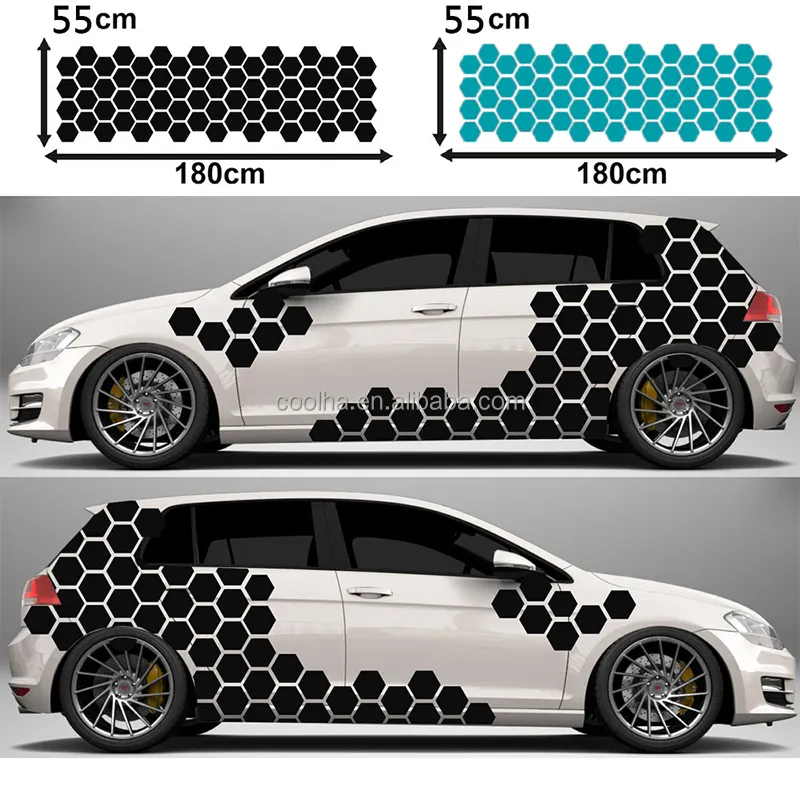 Pegatinas de coche, mosaico hexagonal, panal negro, decoración de cuerpo entero, calcomanías de vinilo, accesorios de coche, pegatina impermeable