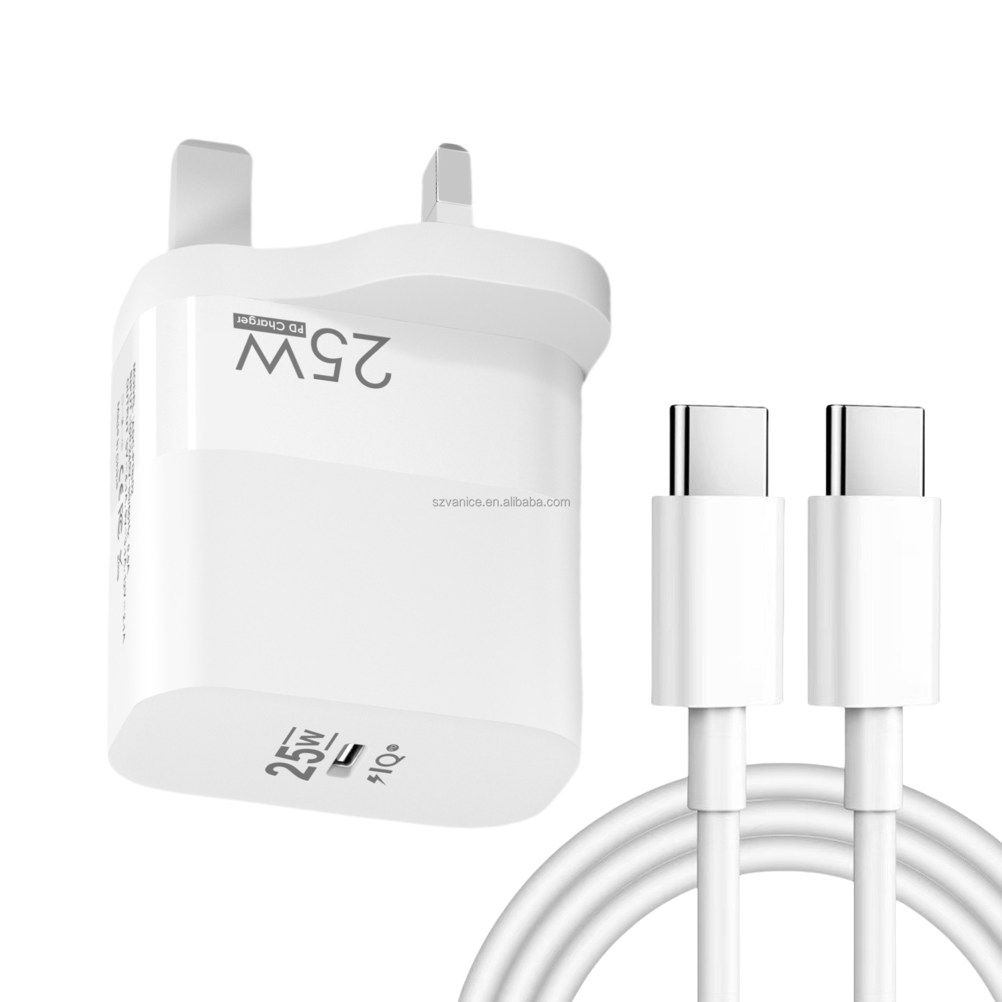 Cargador blanco UK + Cable