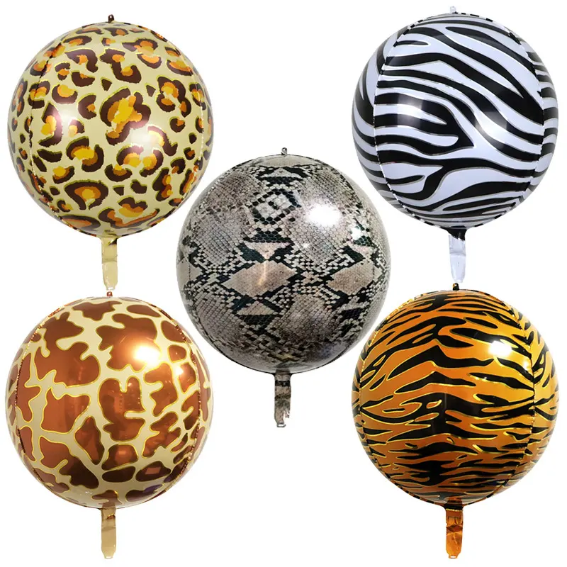 Globos de papel de aluminio con estampado de animales, Tigre, leopardo, serpiente, cebra, decoración para fiesta de cumpleaños, 22 pulgadas, 4D, venta al por mayor