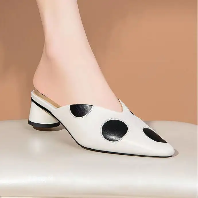 Zapatos de tacón medio para mujer, Sandalias de tacón medio grueso de moda, zapatillas de fiesta nupciales, 2022