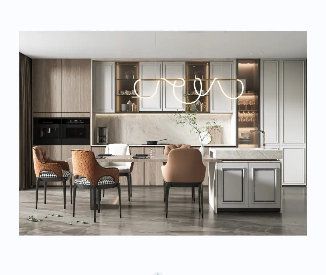 Nuevo modelo europeo Modular personalizado muebles de cocina de madera maciza muebles de cocina inteligente gabinete de madera de lujo