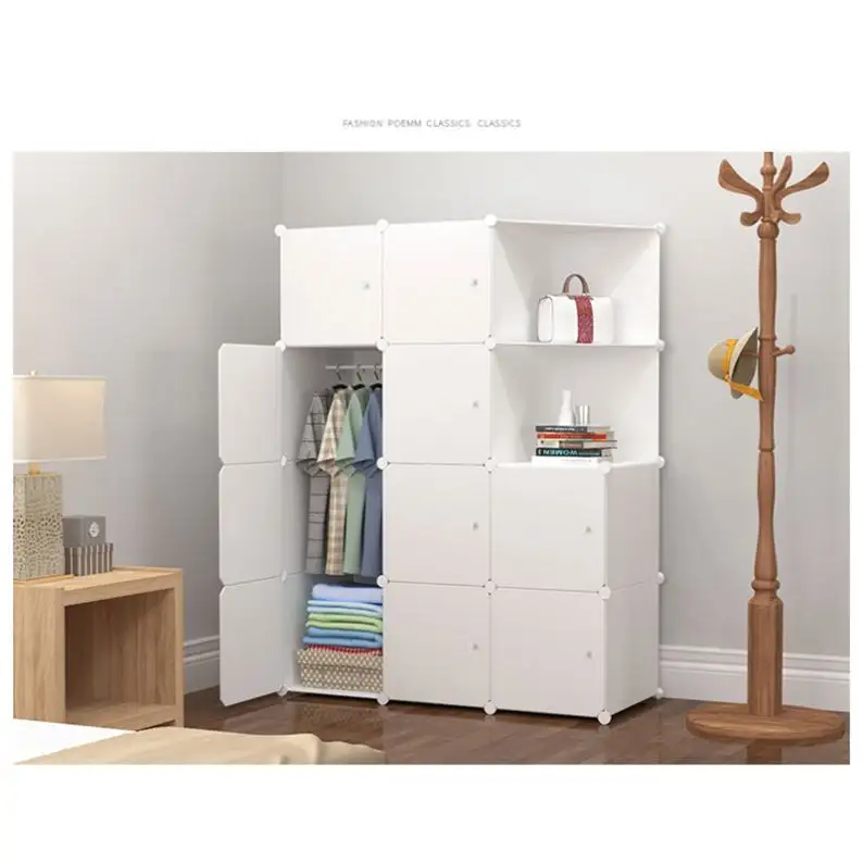 Portable DIY Plastic Wardrobe With Doors And Hangers