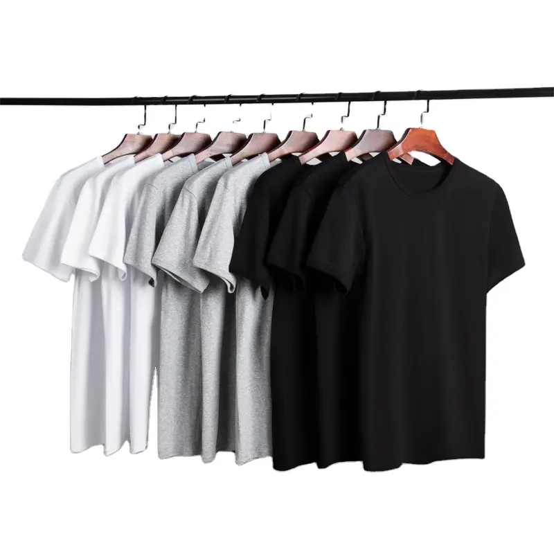 Camiseta de manga corta de 180g para hombre, ropa interior fina de trabajo de primavera y verano, color sólido simple, blanco y gris