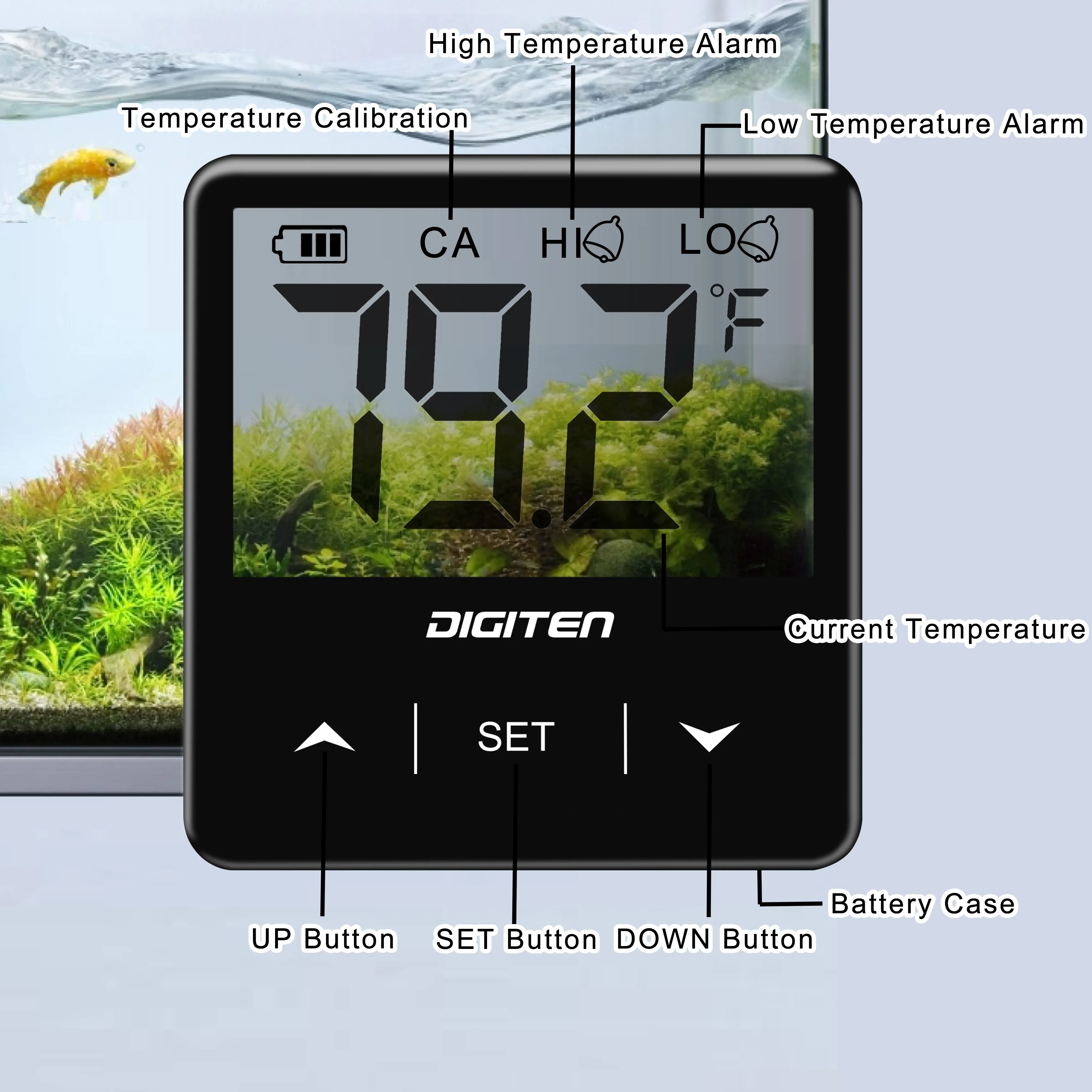 Large LCD Display Stick On Fish Tank Thermometer Aquarium Thermometer