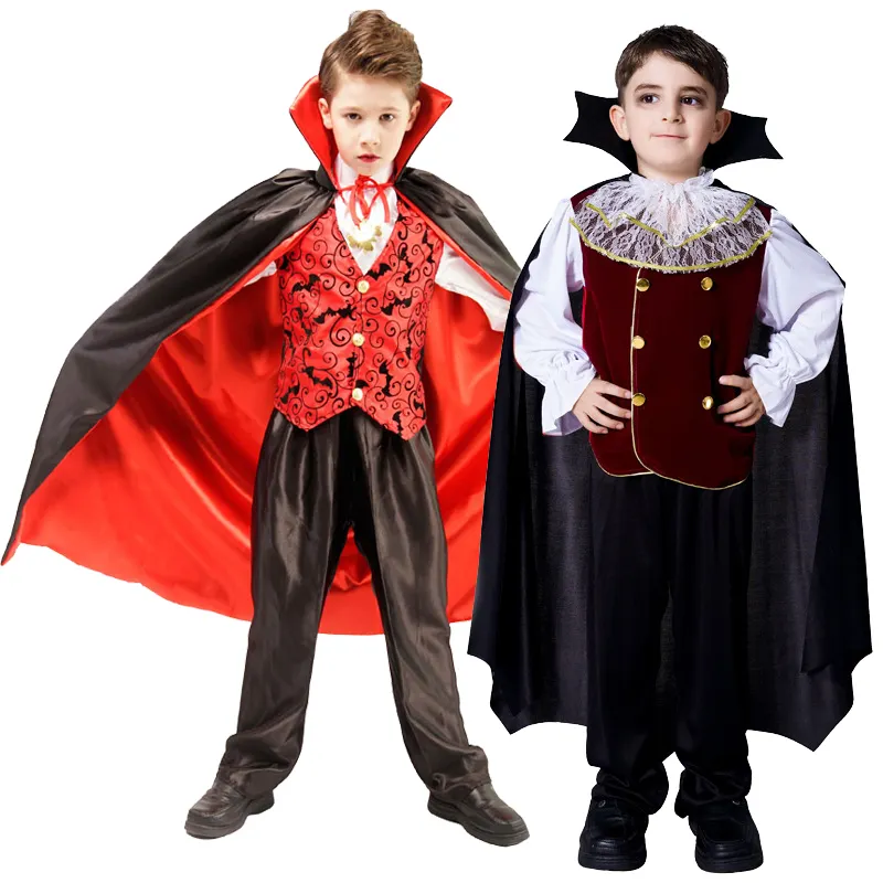 Disfraz de niño vampiro película Medieval Retro personaje Cosplay traje Halloween