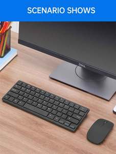 Miniteclado y ratón ergonómico LED retroiluminado, sin ruido, 2,4g, OEM, diseño personalizado, idioma español, inalámbrico, en stock - Product Image 2