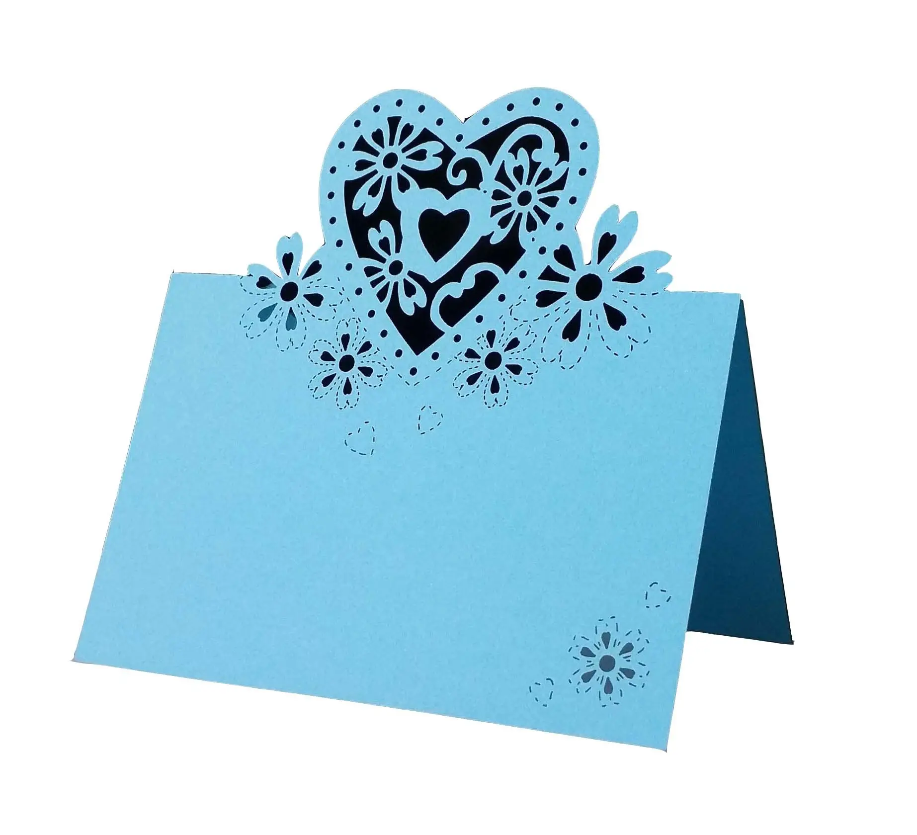 Zarif tasarım kalp şeklinde içi boş kesim düğün dekorasyon düğün masa numarası adı yer kartı