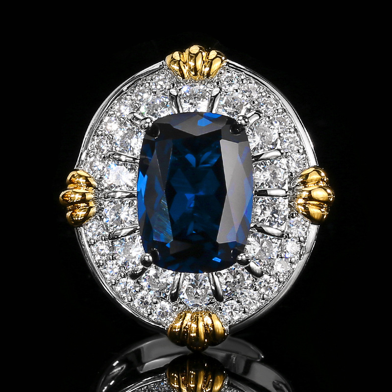 Bague en cristal pointu bleu - Taille ajustable