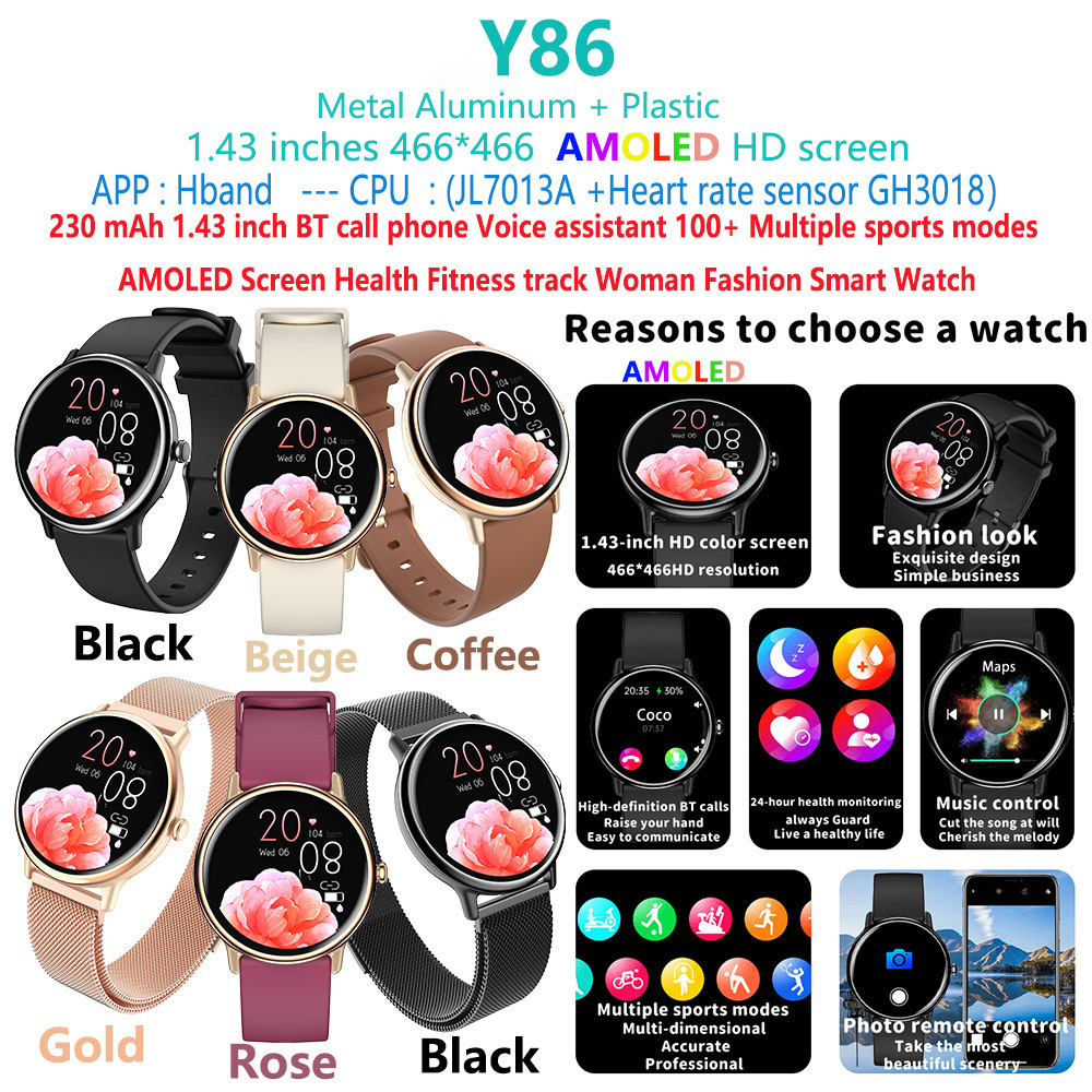 Y86-mode-AMOLED-montre-intelligente-smartwatch