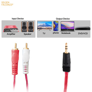Red White 3 Pole 3.5mm Stereo DC Plug Male to AV 2RCA Male Audio Y Cable 2 <strong>RCA</strong> Cable for <strong>Speaker</strong> Aux MP3 Computer Headphone