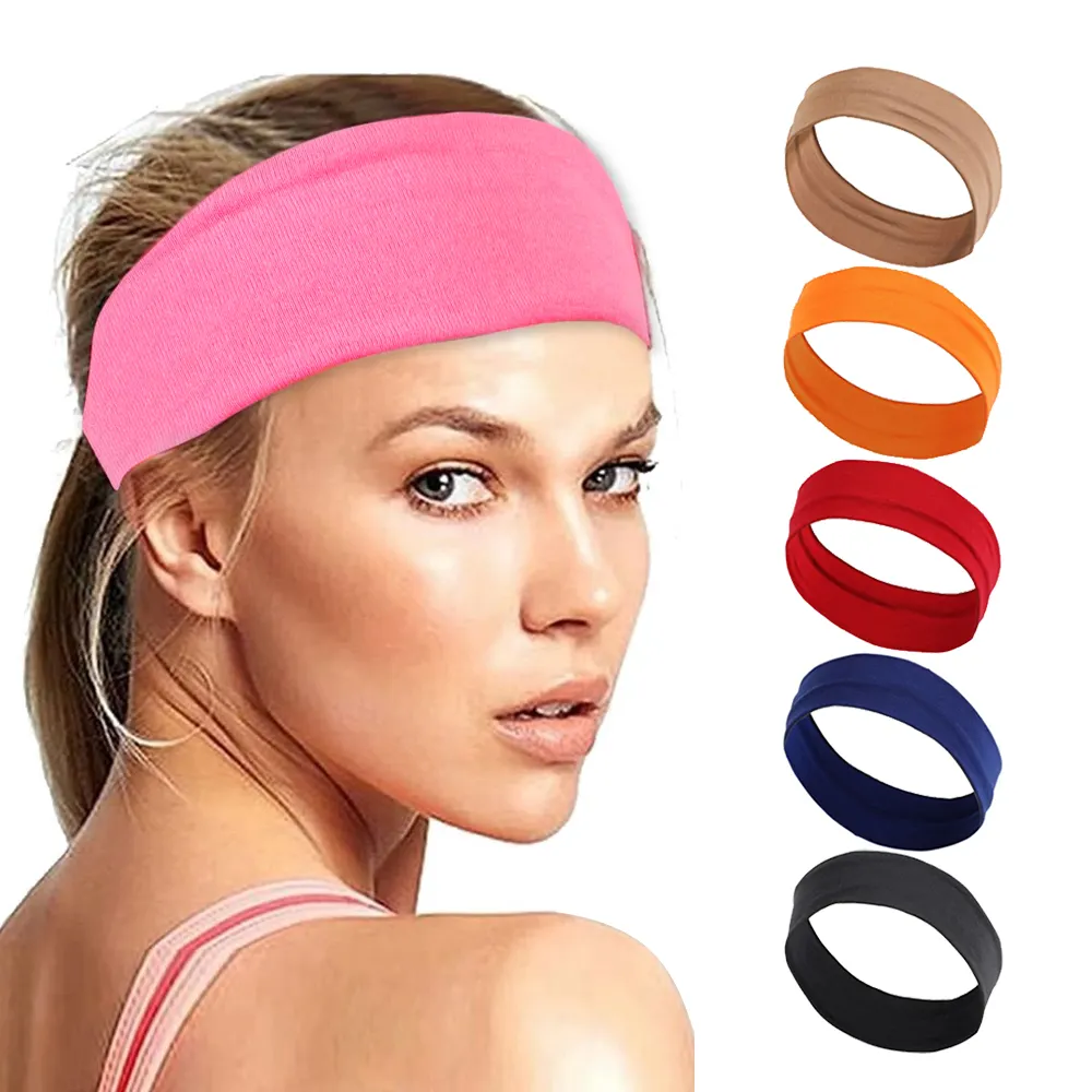 Absorbent Athletic Elastic Moisture Wicking Hair Band Non Slip Sport Sweatbands Running Yoga Hairbands Women's Workout Headbands