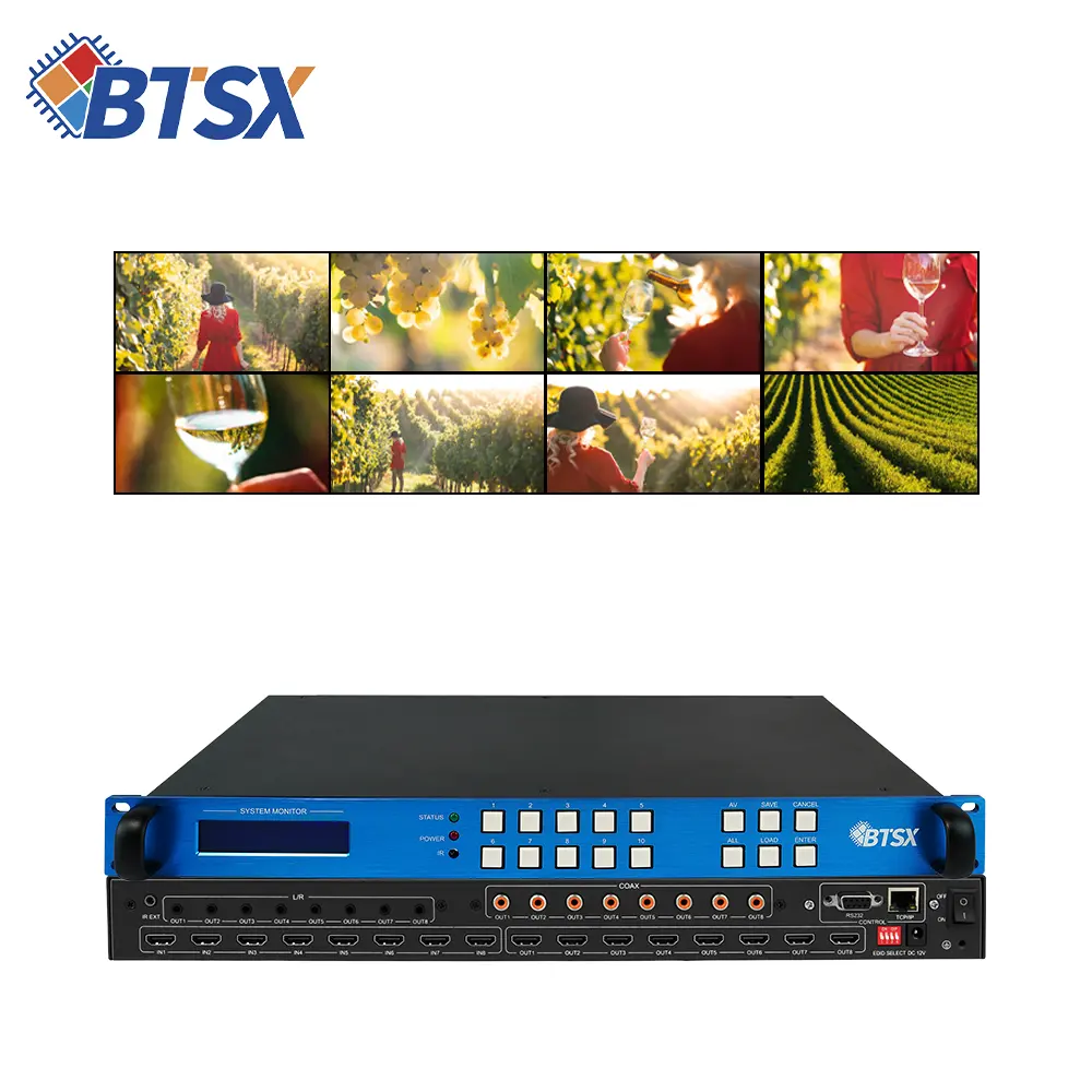 Bitvisus האחרון AV Tcp/Ip HDCP HDMI 8 קלט 8 החוצה עם RS232 יציאת וידאו קיר מעבד בקר מטריקס switcher