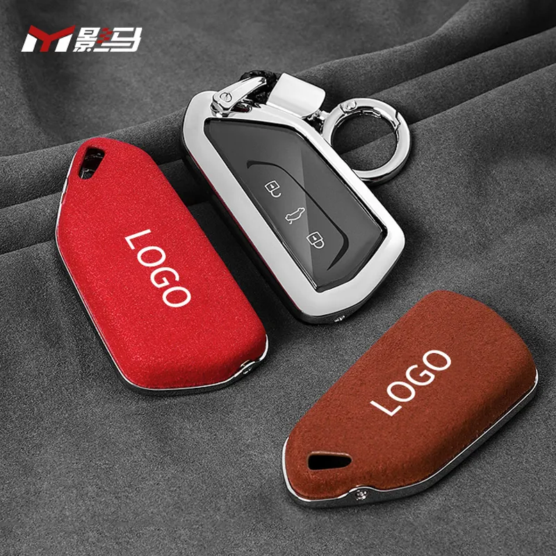 Auto Accessoire Clé Cas Housse De Protection en daim KeyCase Porte-clés Cas Porte-clés pour Clé De Voiture Pour VW golf8 mk8 GTI R-Line