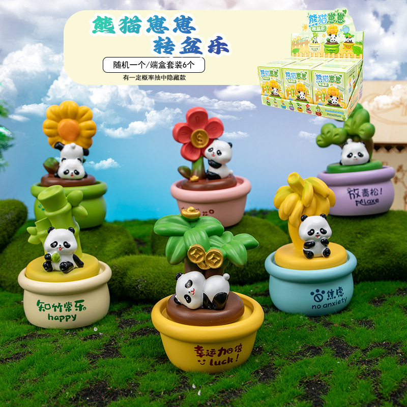 Divertido juego de macetas giratorias con forma de cachorros de panda (Set de 6)