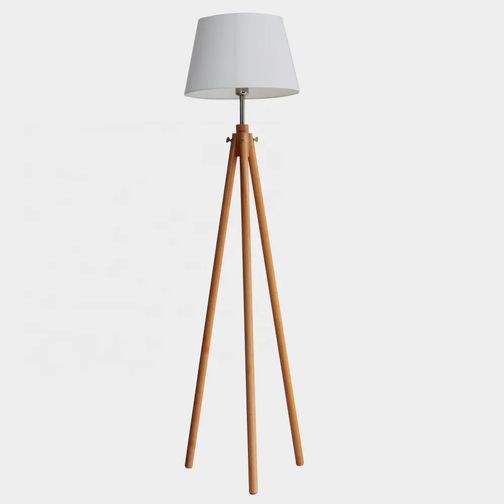 Lâmpada de tecido de estilo simples, artesanal, moderna, lâmpada de madeira