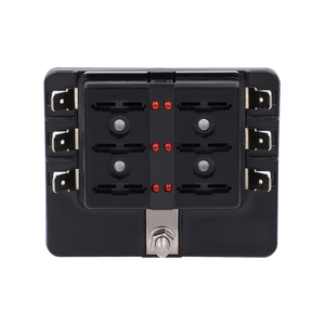 32V DC 12ウェイ回路ヒューズボックスブレードブロックホルダープラスチックLED警告赤車用海洋用 - Product Image 2
