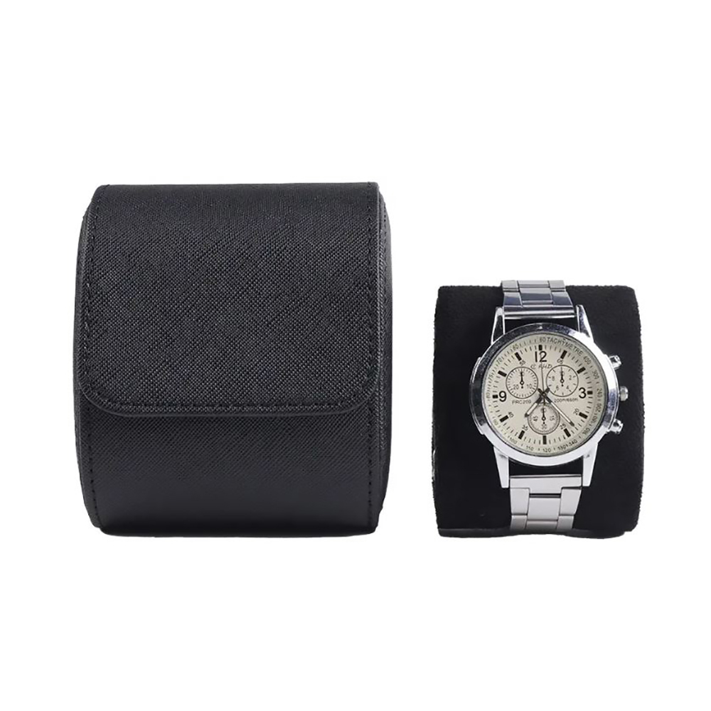 Black 3 Slot Watch Roll (Saffiano Pu Leather)