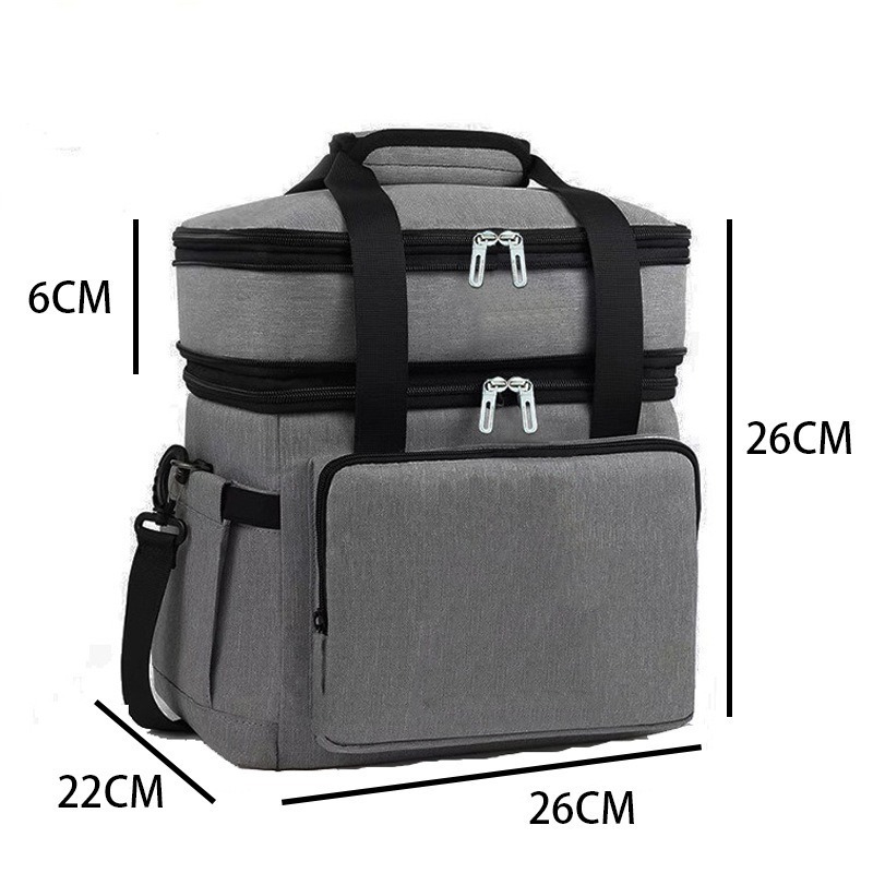 Sac isotherme gris à double paroi, portable.