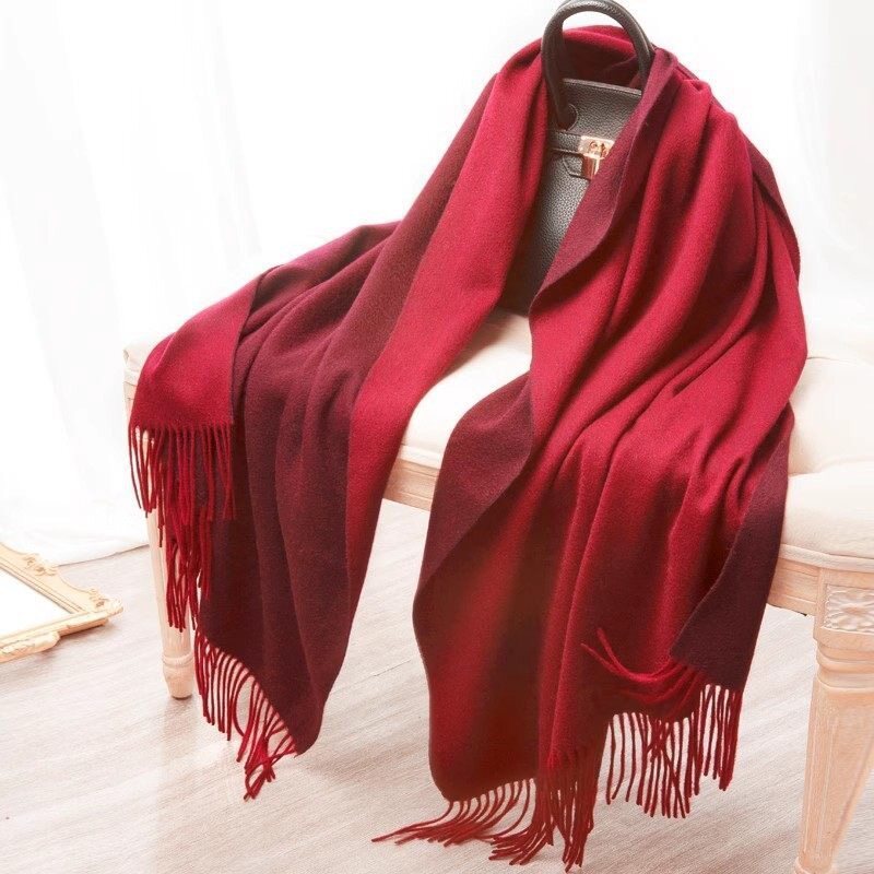 Mantón rojo brillante de doble cara-20070cm